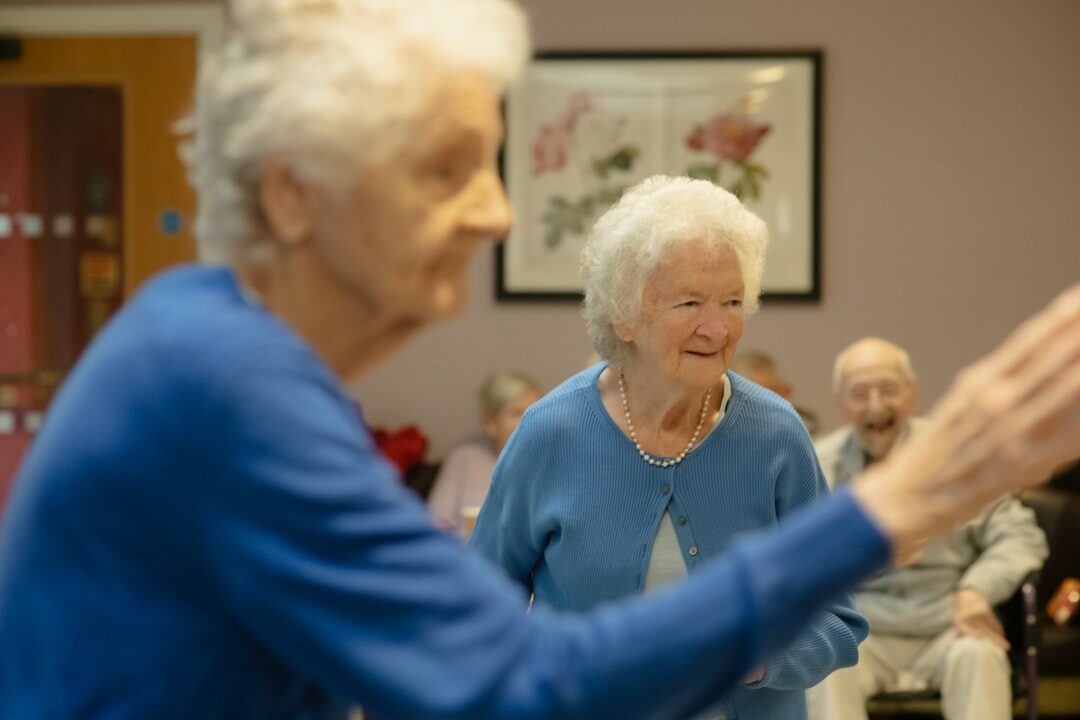 senior group yoga session