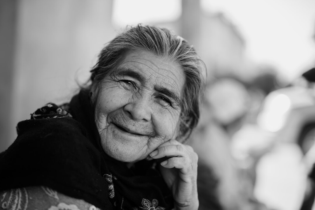 senior woman smiling with friends